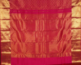 Pink Pure Handloom Kanchipuram Saree With Gold Zari Border