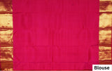 Pink Pure Handloom Kanchipuram Saree With Gold Zari Border