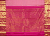 Light Pink Pure Handloom Kanchipuram Saree With Gold Zari Dark Pink Border