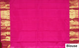 Light Pink Pure Handloom Kanchipuram Saree With Gold Zari Dark Pink Border