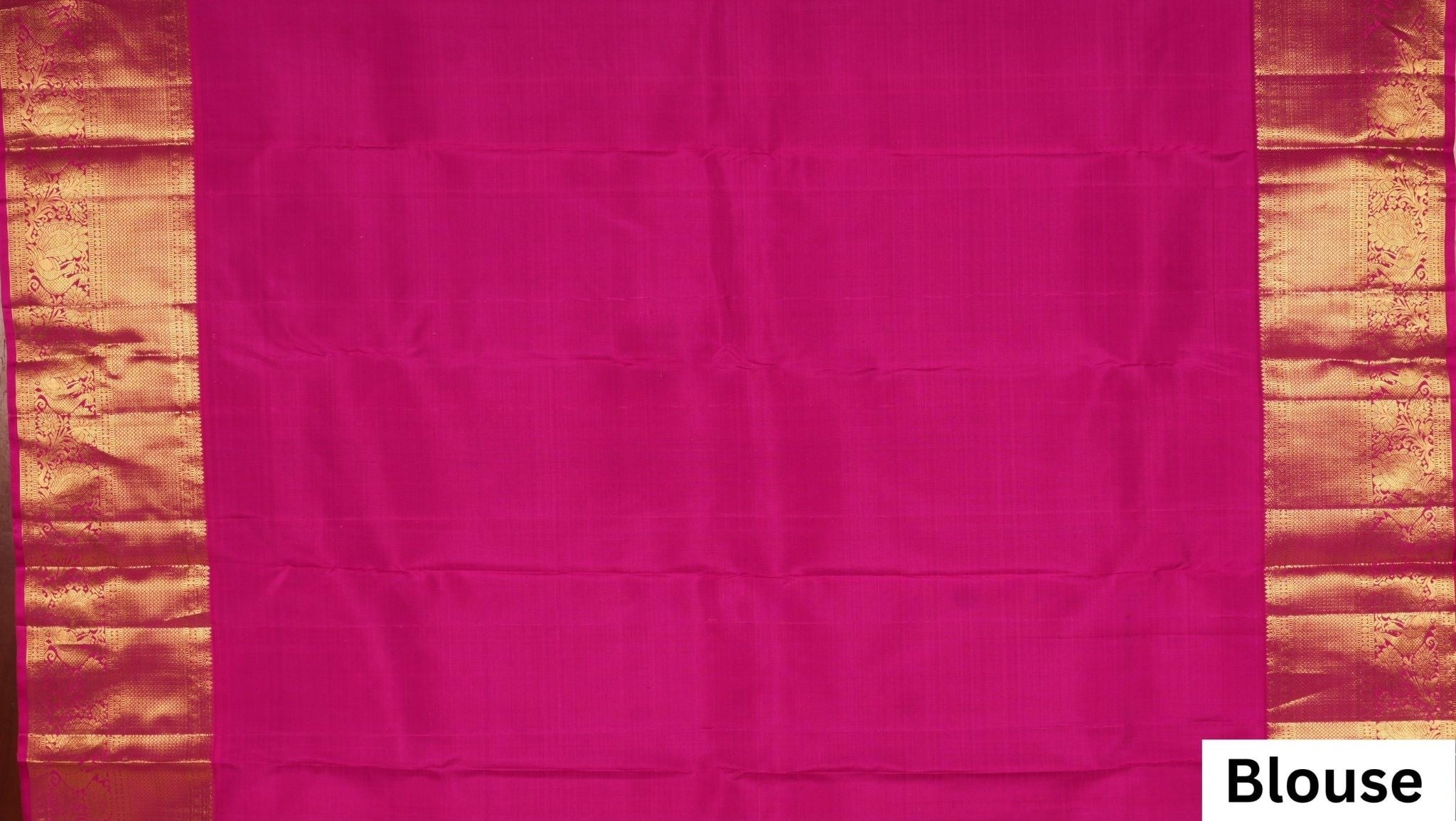Blue Pure Handloom Kanchipuram Saree With Pink Gold Zari Border