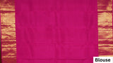Blue Pure Handloom Kanchipuram Saree With Pink Gold Zari Border