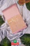 Light Pink Pure Handloom Kanchipuram Saree With Gold Zari Border