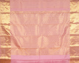 Light Pink Pure Handloom Kanchipuram Saree With Gold Zari Border