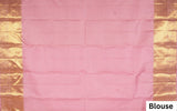 Light Pink Pure Handloom Kanchipuram Saree With Gold Zari Border